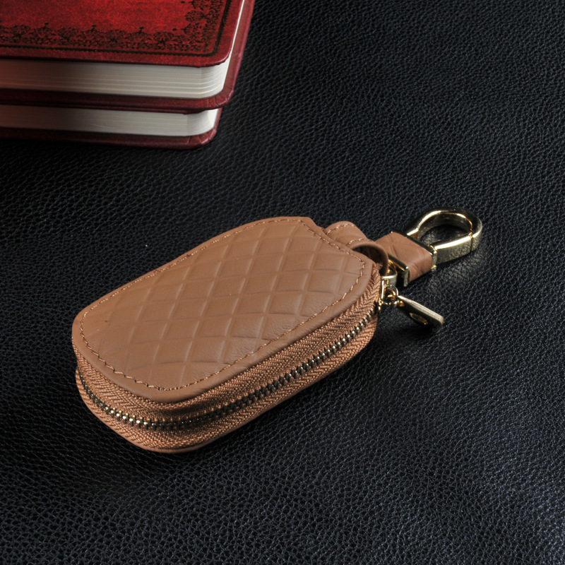 Genuine Leather Car Key Protector Case Single Double Layer Zipper Key Case  Key Bag Key Chain Holder Wallet - Temu