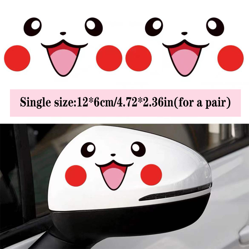 Happy Face Car Stickers Decals Rearview Mirror Scratch Cover Decals