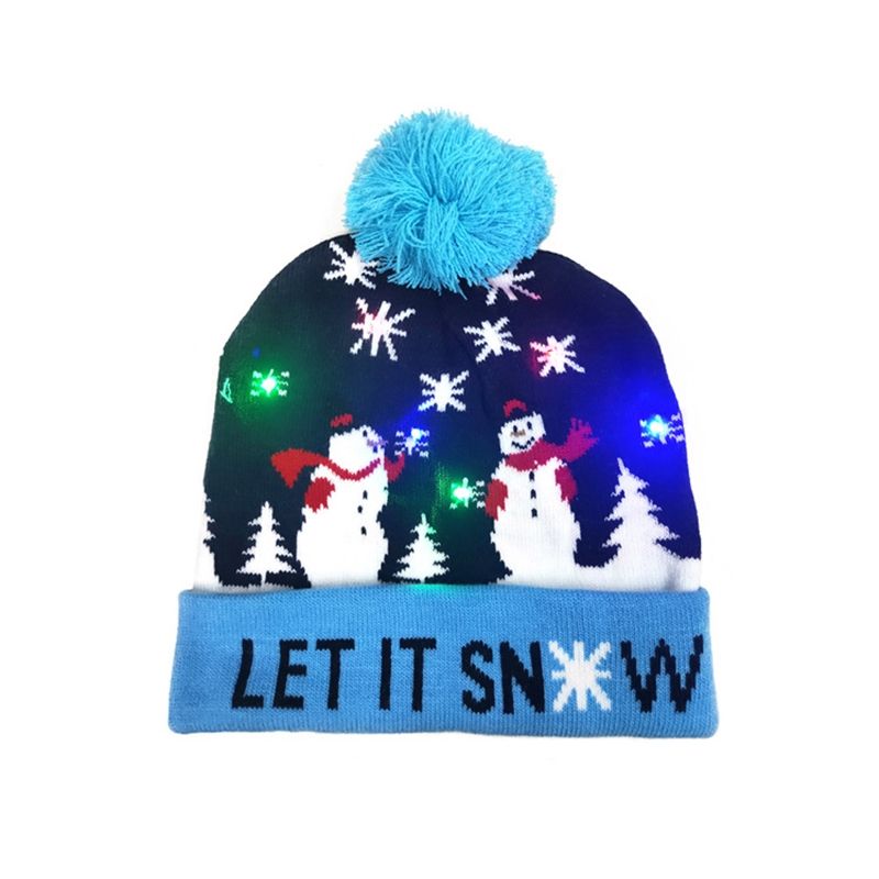 Christmas Hat With Led Colorful Lights, Knit Hat With Cuff And Ball,  Christmas Decorative Hat For Adults And Children | Free Shipping For New  Users | Temu