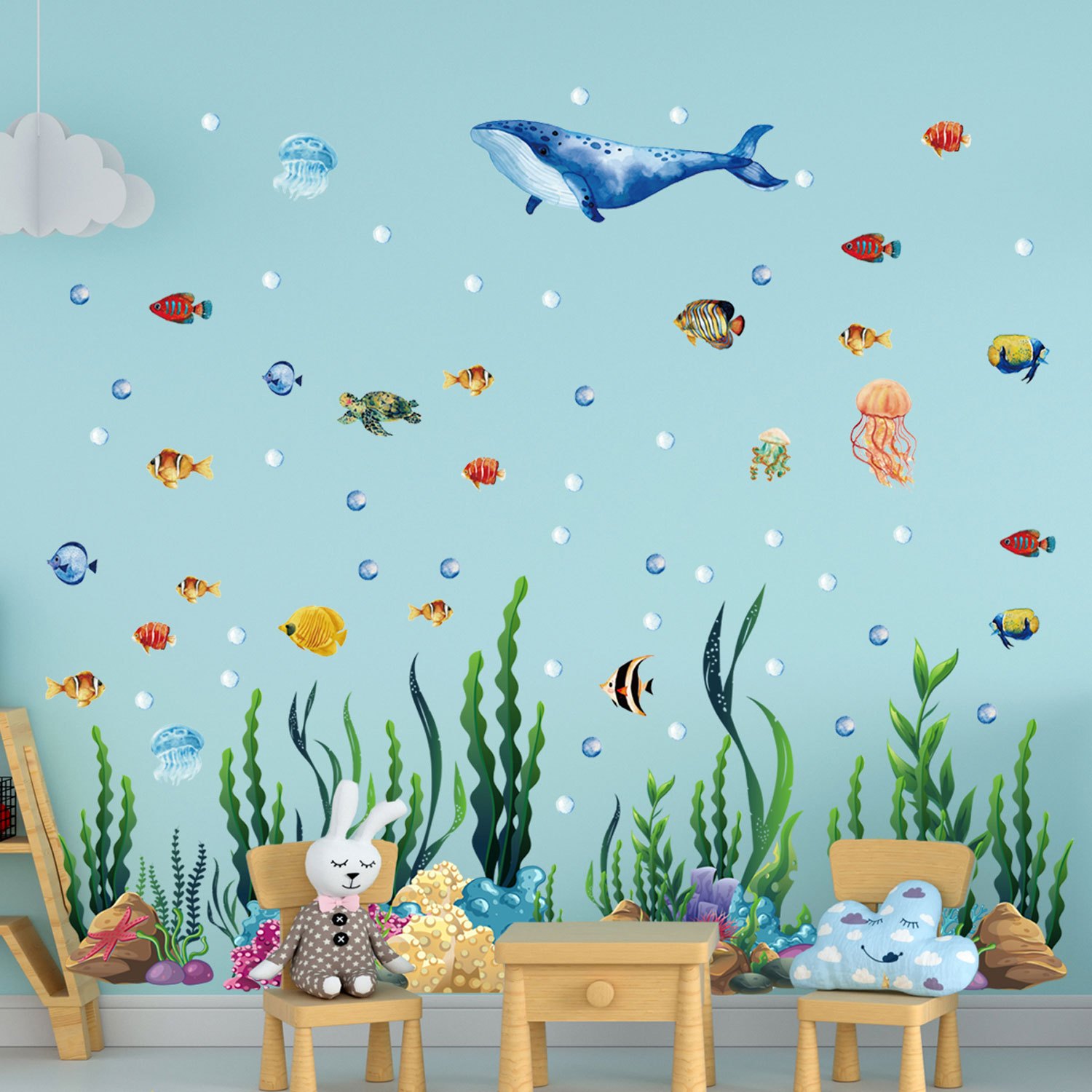 Underwater Wall Stickers Sea Turtle Jellyfish Dolphin And - Temu