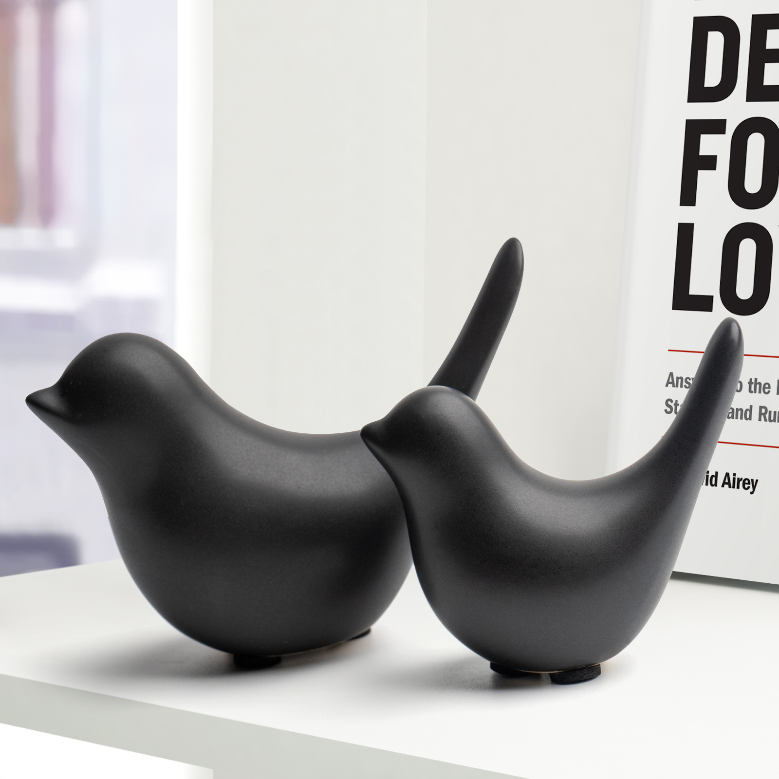 Birds Small Animal Statues Decorative Black Desktop - Temu Canada