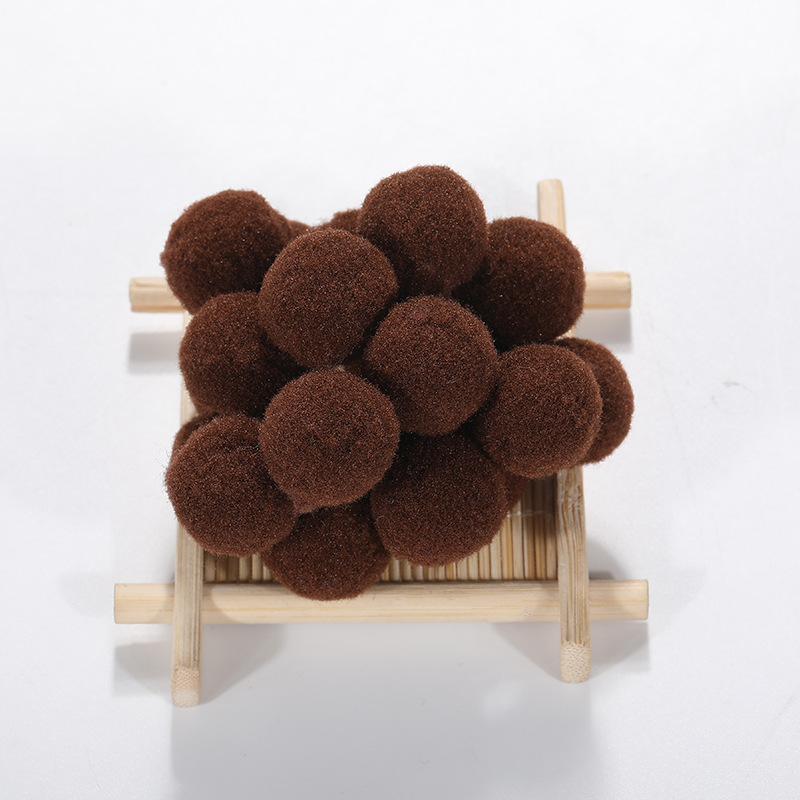 35mm Brown Pom Poms For Crafts Decoration Sewing Card Making Hobby 