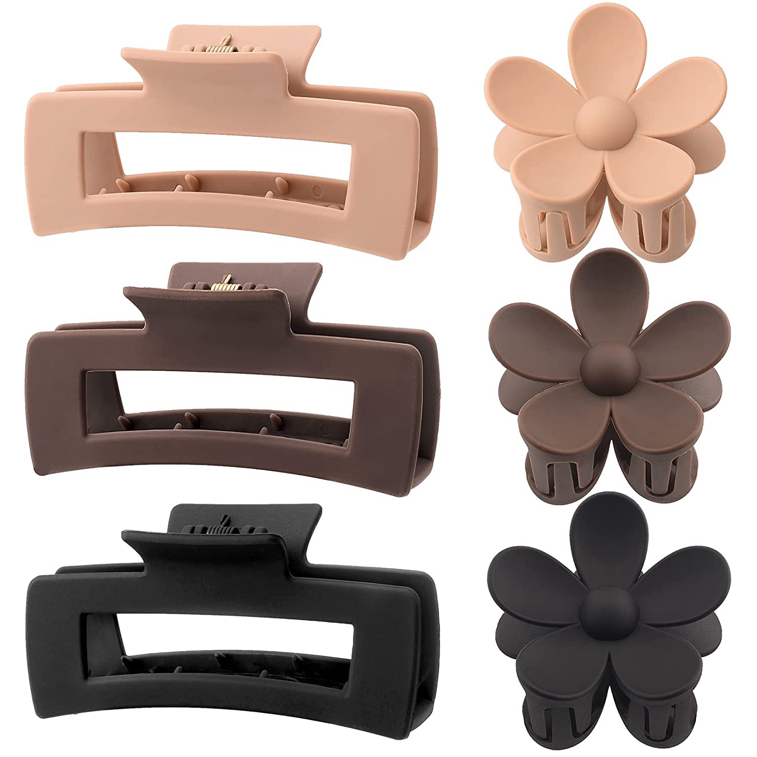 Large Rectangle Hair Claw Clips Matte Flower Hair Clips Temu