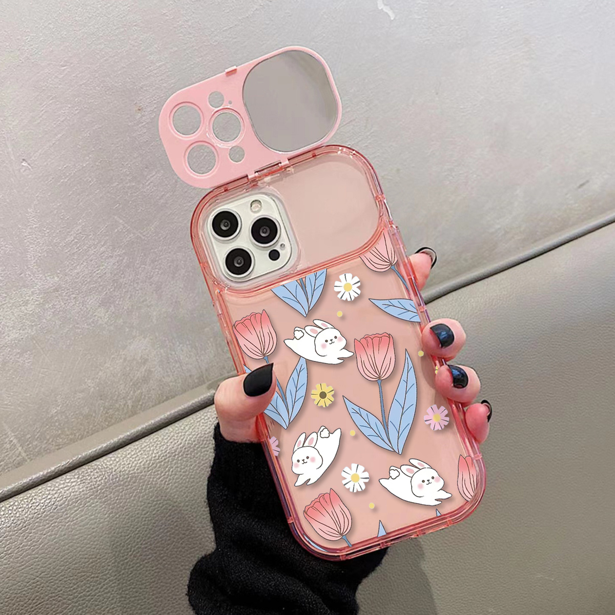 Pink Case Heart And Flower Pattern Case New Candy Colored Anti Drop ...