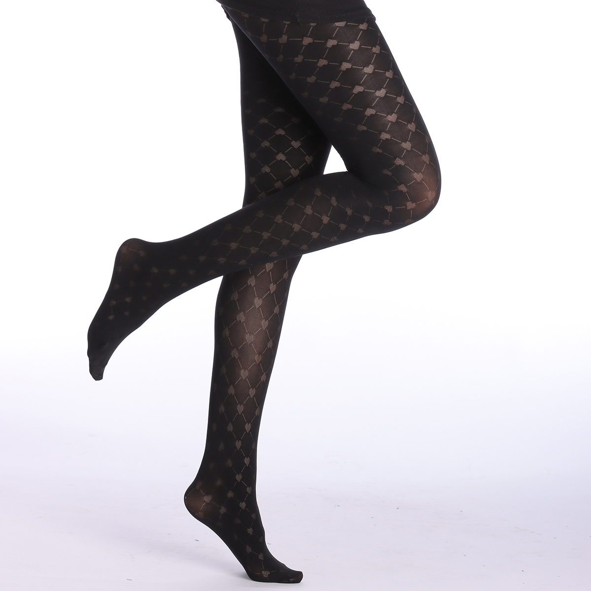 Women's Heart Pattern Semi sheer Thigts Stockings Temu