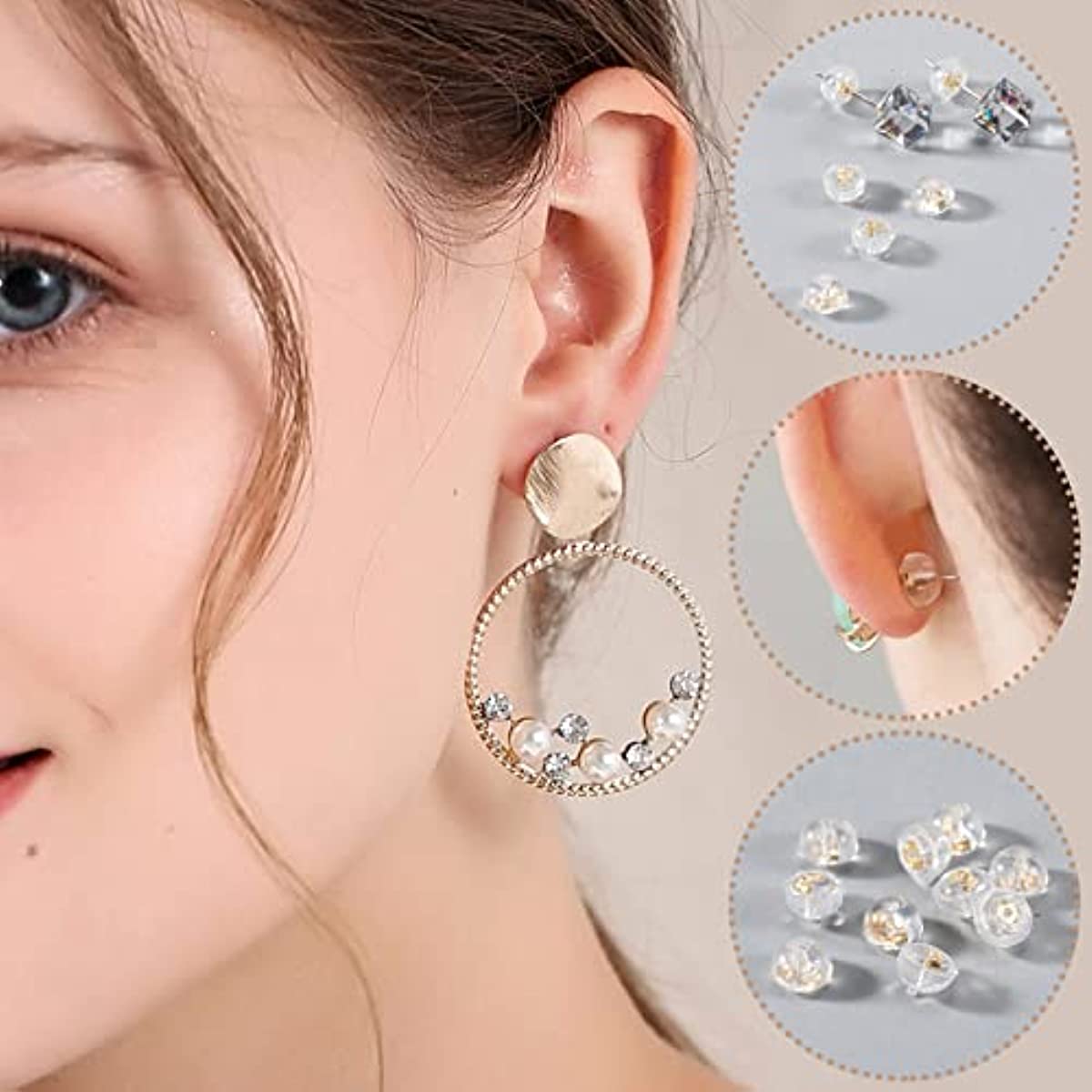 10 X 6 Mm , Gold Color Earring Backs ,silicone Clear Earring Backs