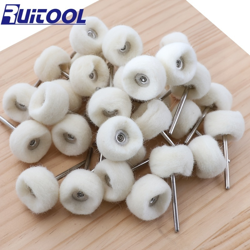 

10pcs 3mm Shank Electric Drill Brush For Rotary Tools, Wool Polishing Buffing Wheel Jewelry Metal Wood Abrasive Brush