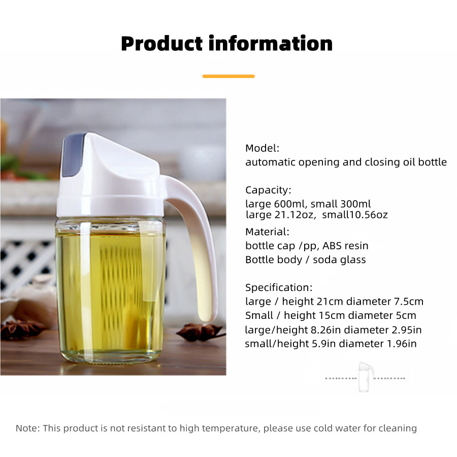 Automatic Opening And Closing Oil Bottle Glass Oil Bottle - Temu