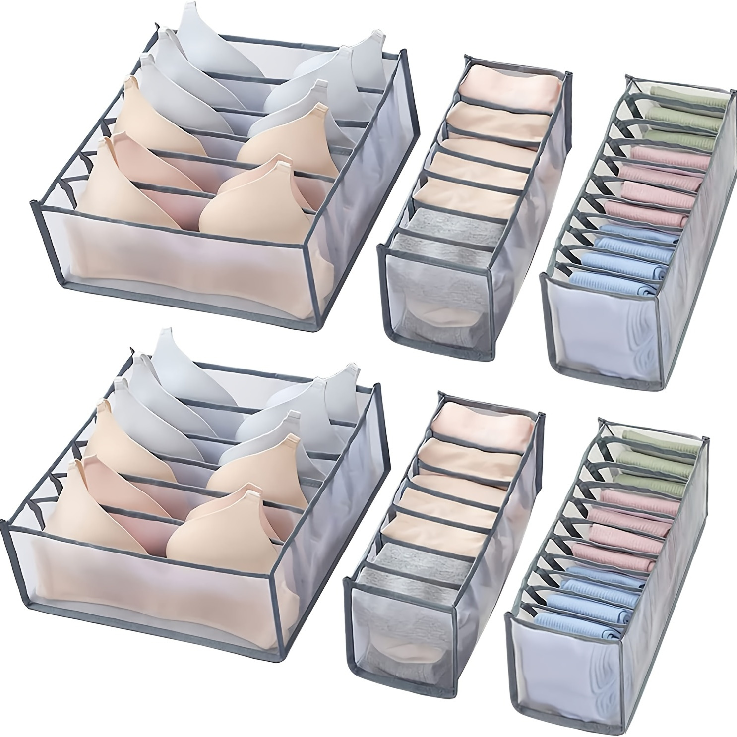 Bra & Panty Organizer, Foldable Underwear Storage Box, Drawer Closet Storage Divider For Tie, Lingerie, Socks