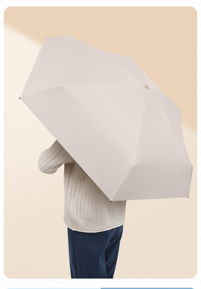 Mini paraguas de viaje con estuche, pequeño paraguas compacto con  protección UV, ligero y pequeño paraguas de bolsillo para mujeres y niñas,  blanco