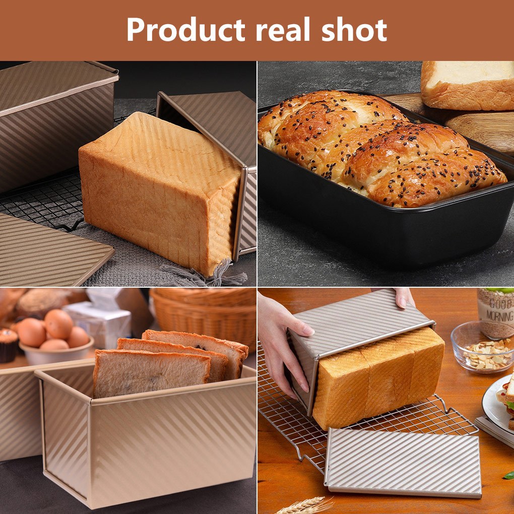 1pc 8.3 Inch Non-stick Bread Baking Pan With Cover, Christmas Atmosphere  Toast Mold, Wave-shaped Covered Loaf Pan For Christmas Family Gathering,  Carbon Steel Made, Golden Color