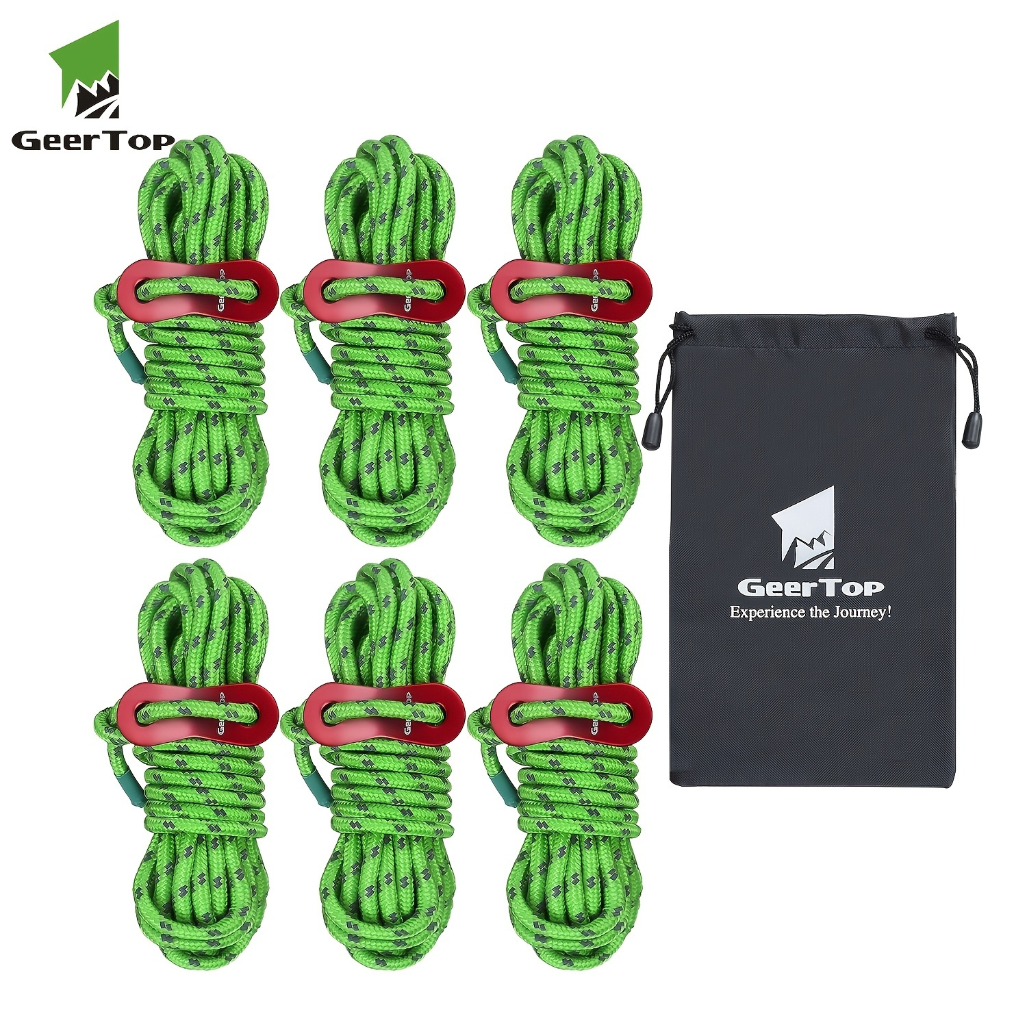 Geertop 6pcs 4mm Reflective Guylines Tent Cords Ultralight Camp Ropes ...