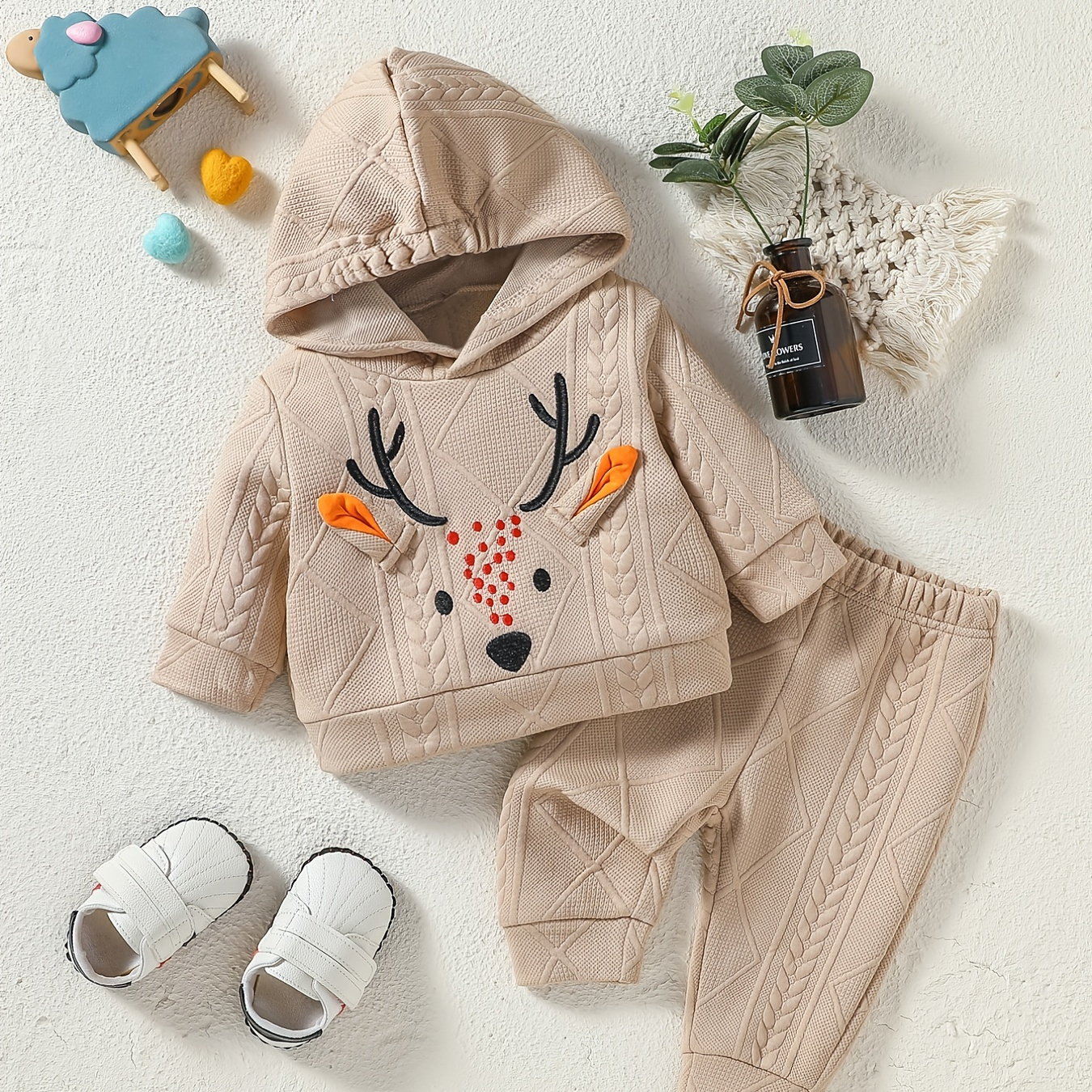 

Christmas Embroidered Hooded Sweatshirt & Pants For , - Set Set