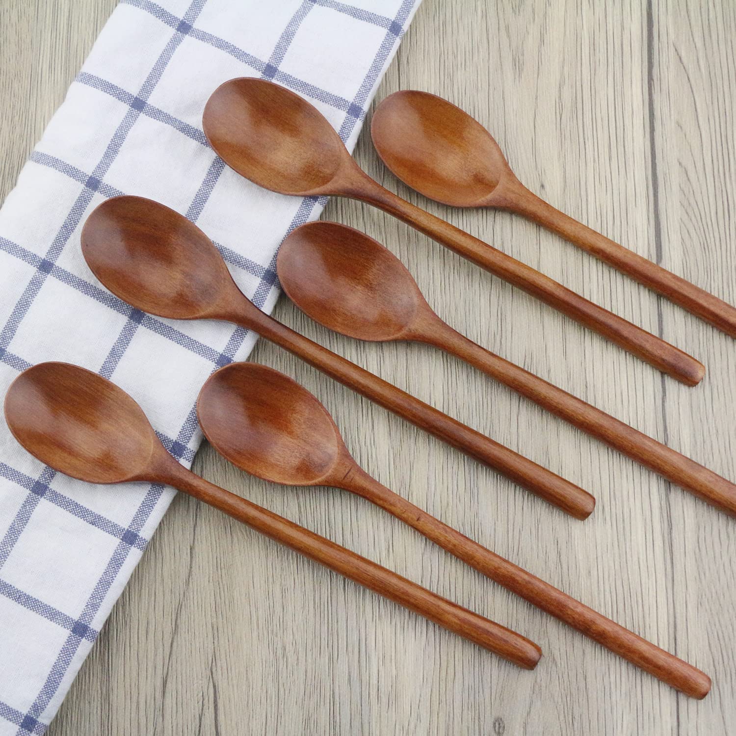 6pcs Wooden Soup Spoon Stirring Spoon Long Handled Spoon Japanese Style ...