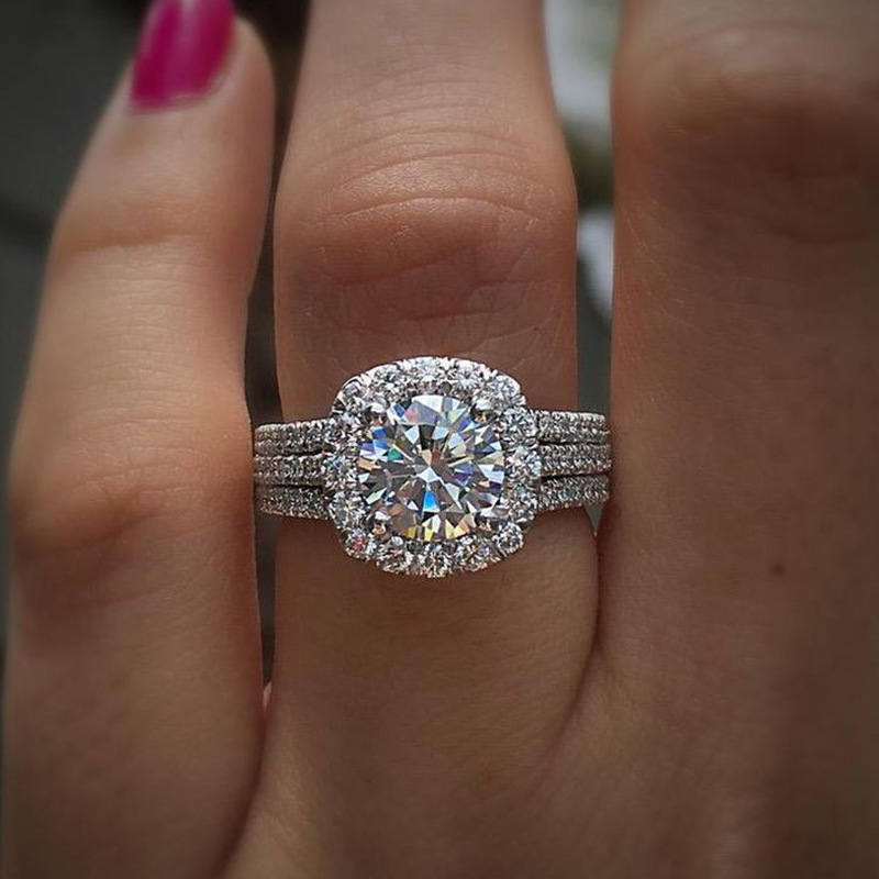 E-shop Luxus Damen Verlobungs- Heiratsantragsring, Modischer Synthetischer Zirkonia Ring, Klassischer Stil Damenschmuck