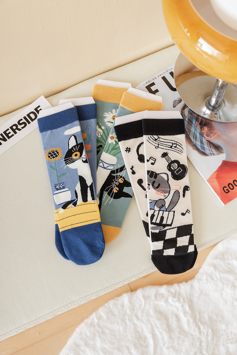 Cute Kitty Socks Cartoon Cat Breathable Cotton Ankle Socks Temu