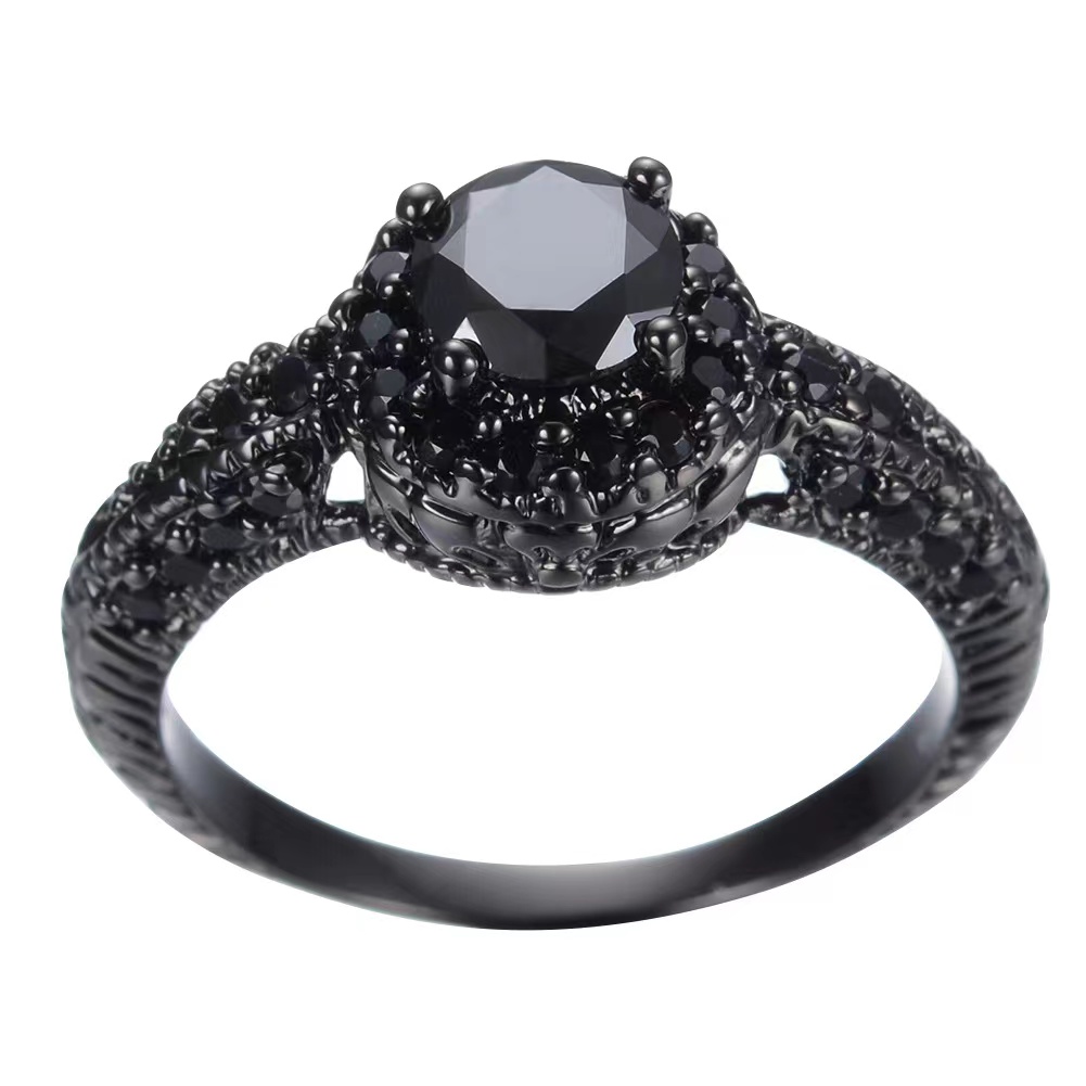 Black Zirconia Ring Personality Vintage Design Party Wedding Engagement Decor For Women Gift