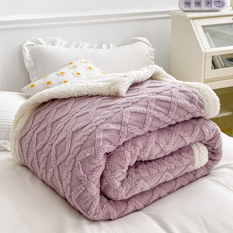 Home Thick Bed Blanket Double Sided Lamb Cashmere Fleece - Temu