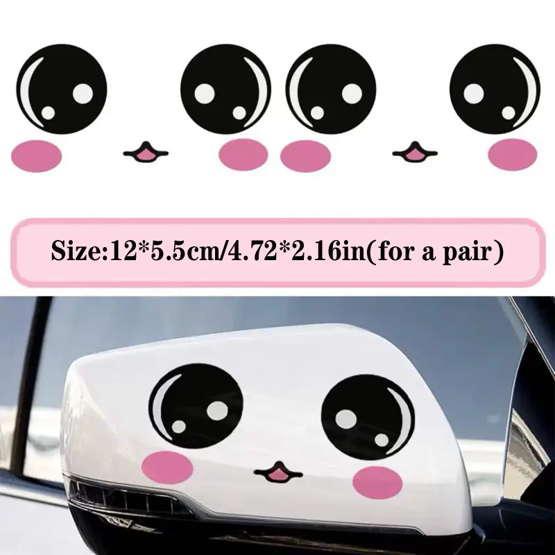1 Paar Auto-Rückspiegel-Aufkleber, Niedliche Cartoon-Happy-Face