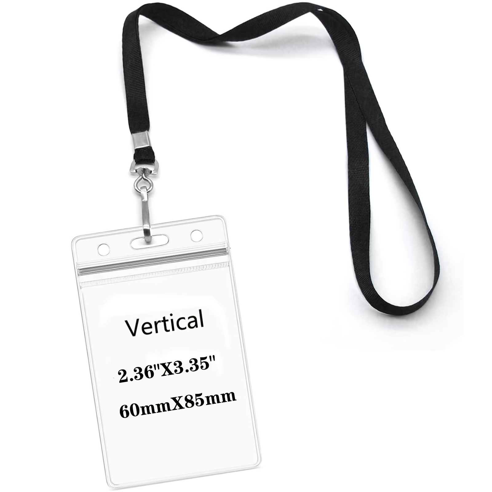 1 Pack ID Badge Holder with Black Lanyards Neck Strap Detachable Buckle  Enhanced Breakaway Quick Release Safety Lanyard with Vertical Name Tag Card  Holders Waterproof Resealable Clear Plastic 