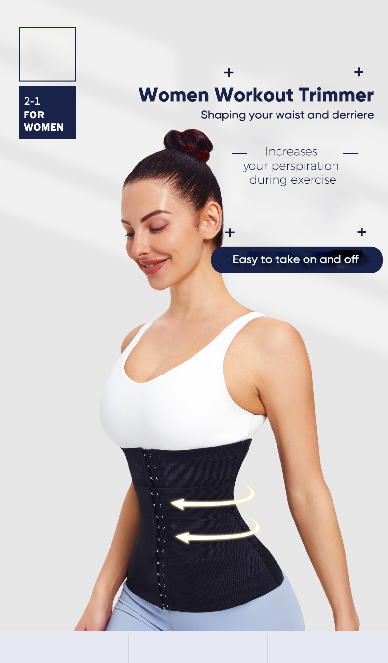 Women's Three Belted Waist Trainer Slimming Faja Latex Body Shaper Corset  With Adjustable Shaping For Firming Abdominal & Postpartum Recovery
