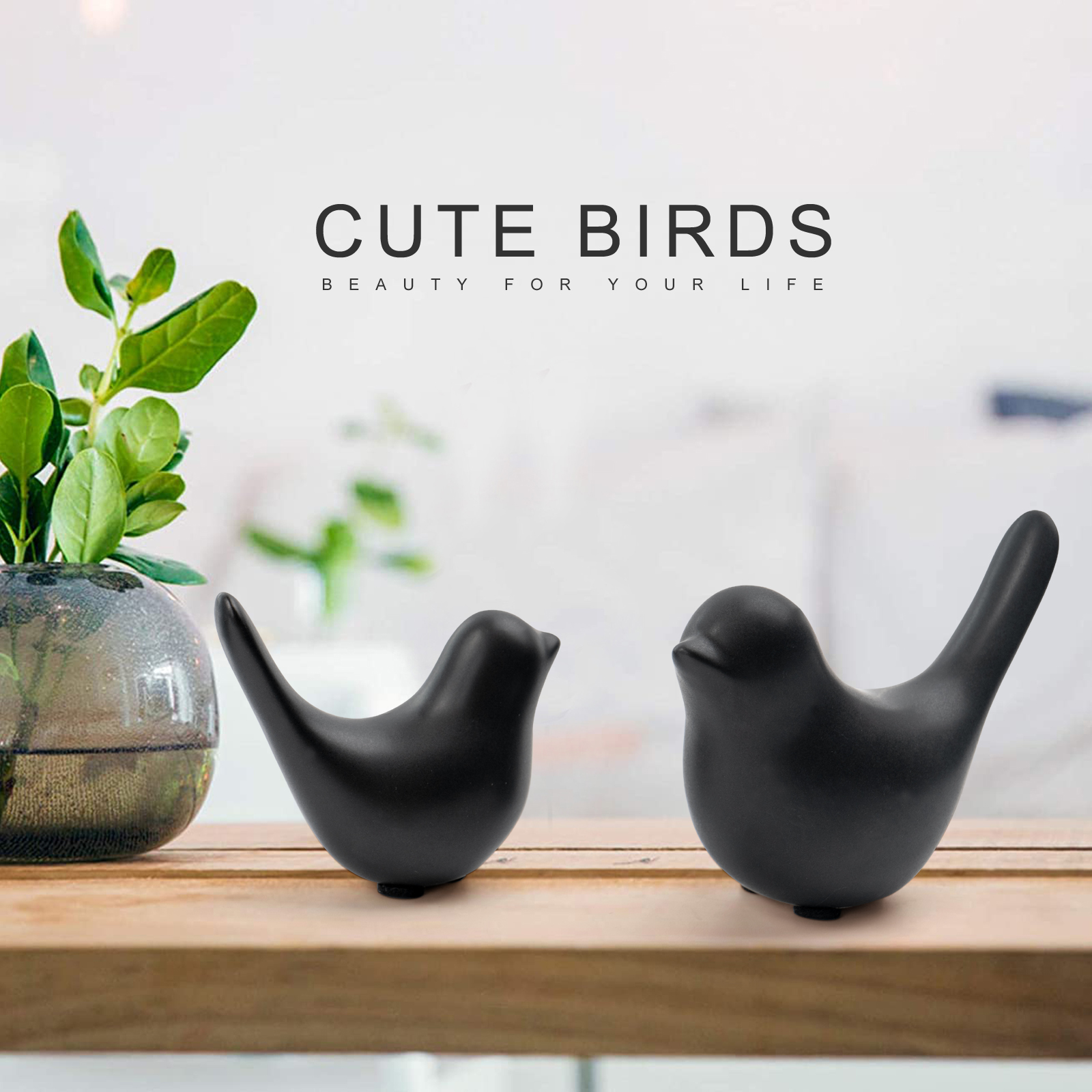 2 Uds Estatuas Animales Pequeños Pájaros Adornos Decorativos - Temu