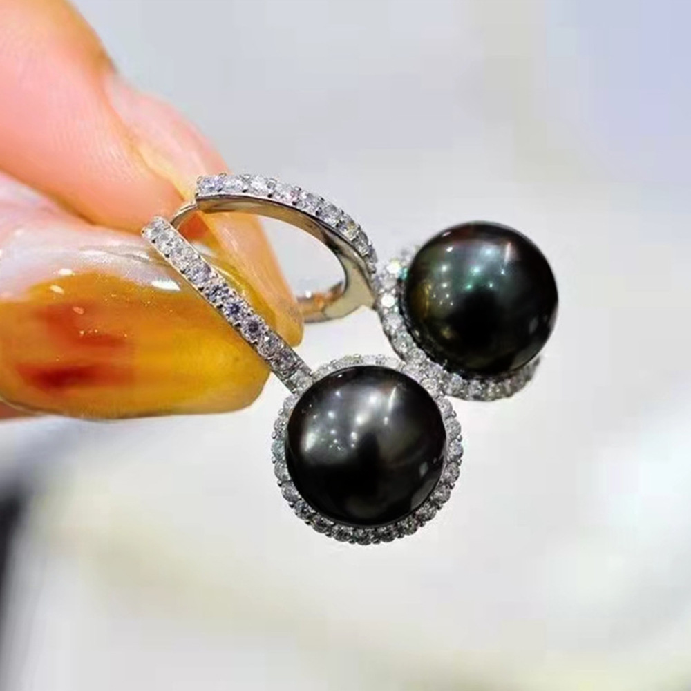 faux black pearl earrings