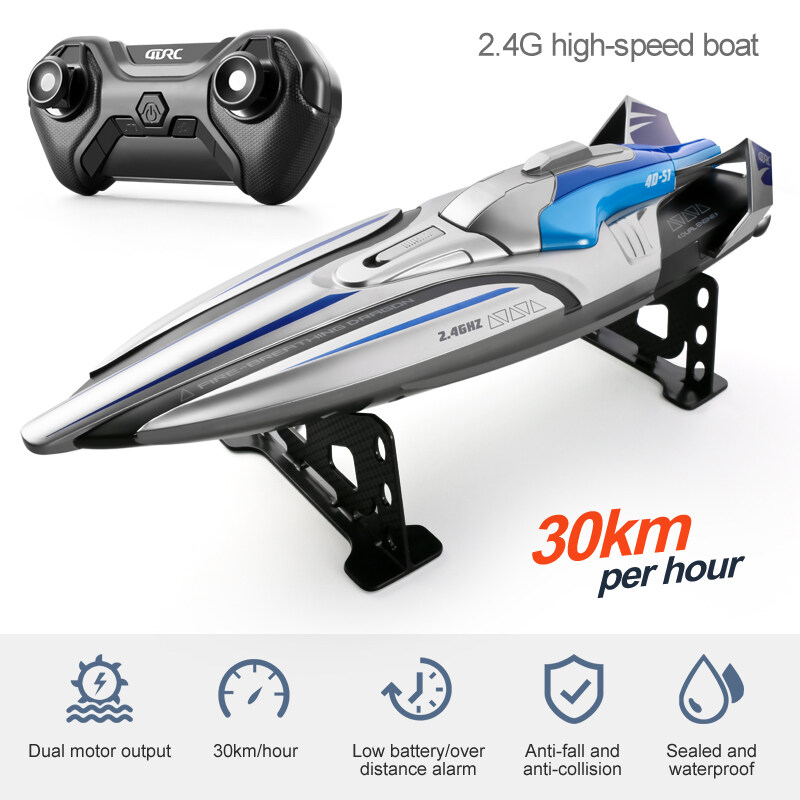 RC Boat With 2 Batteries & Dual Motors, 2.4G High Speed 30km/h Remote  Control Boat For Pools And Lakes, RC Boats Toys Birthday Christmas Gift