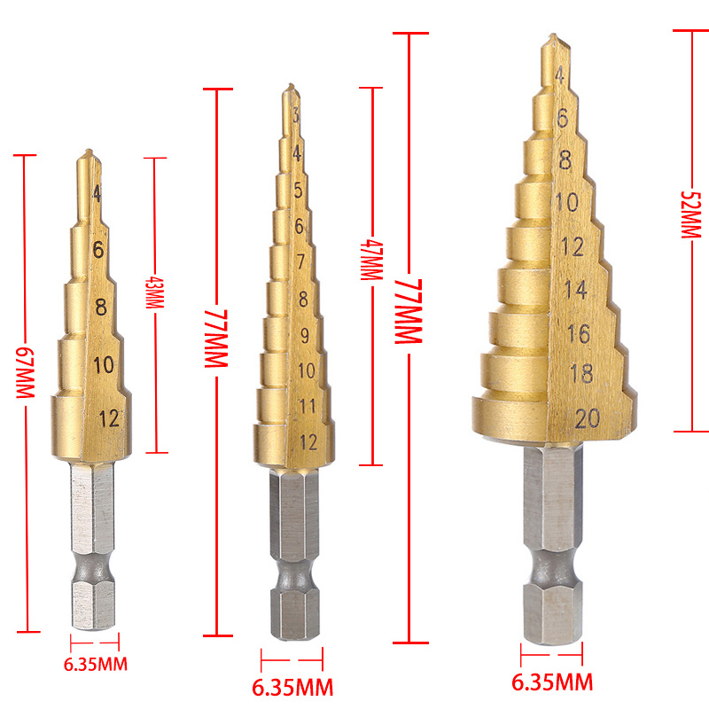 Falon-Tech HSS Jeu de forets à métaux 4 pièces (10 mm, 11 mm, 12 mm