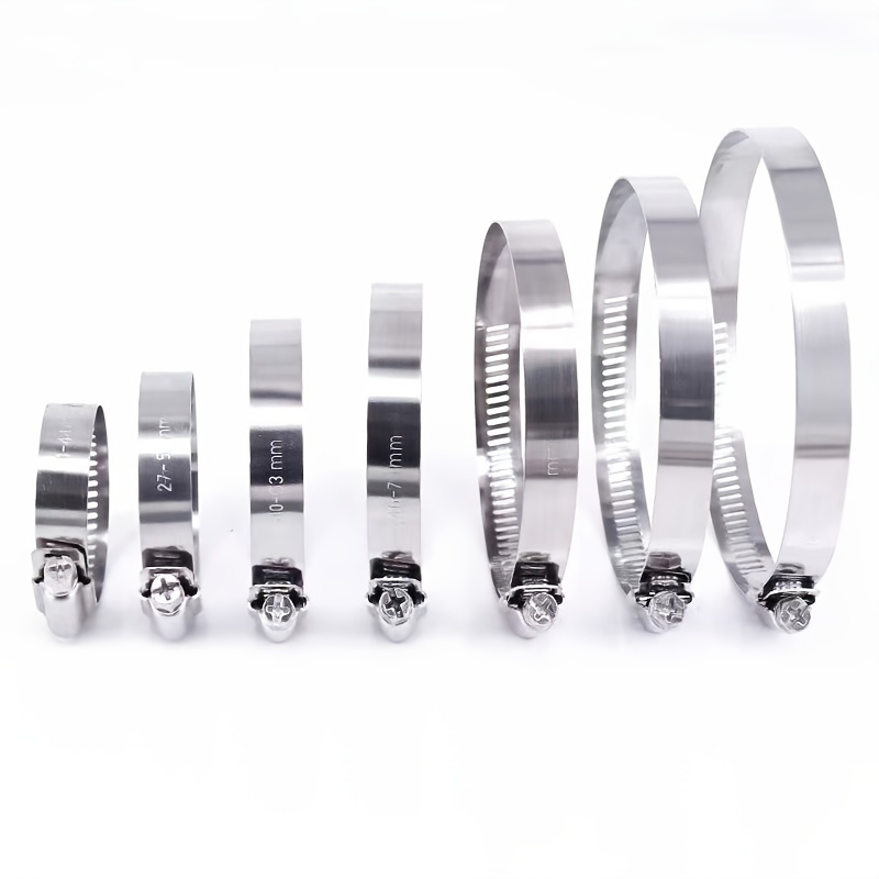 5psc/(bag) 6-64mm 304 Stainless Steel Single Ear Stepless Hose Clamps(cross Nut) ,For Water Pipe, Plumbing, Automotive And Mechanical Application