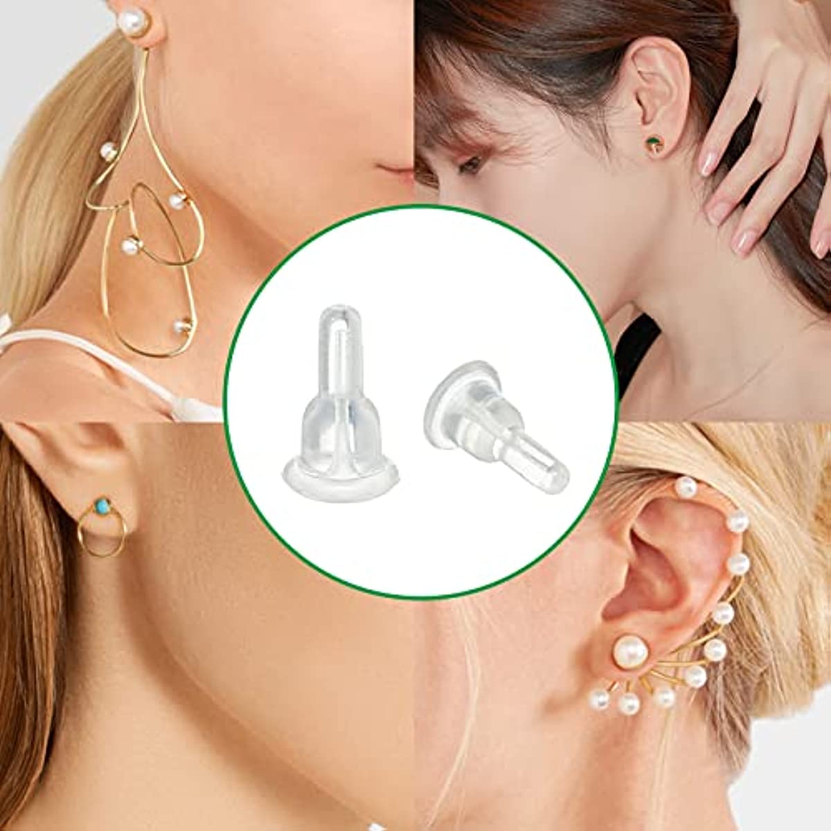  50Pcs Soft Clear Safety Back Pads Silicone Earring Stoppers  answering a Phone or Hugging and Sleep More Comfortable