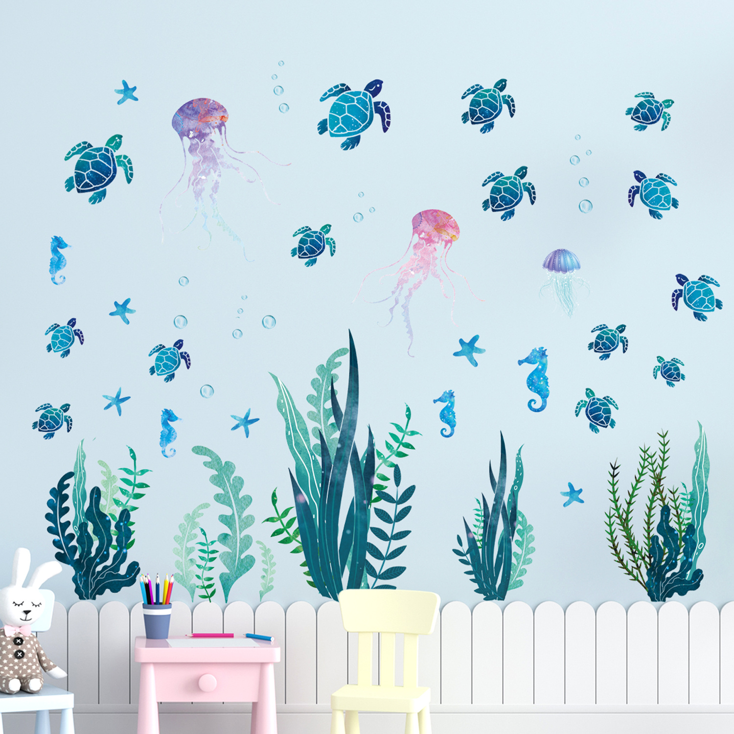 Underwater Wall Stickers Sea Turtle Jellyfish Dolphin And Temu