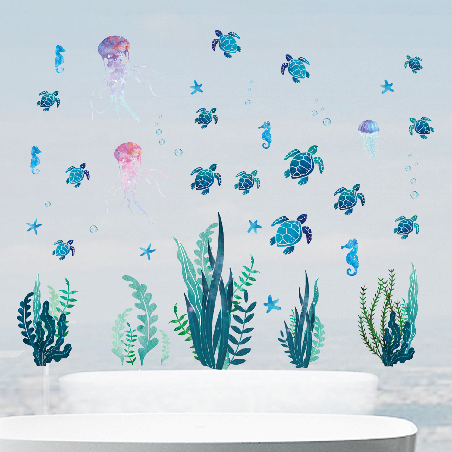 Underwater Wall Stickers Sea Turtle Jellyfish Dolphin And Temu