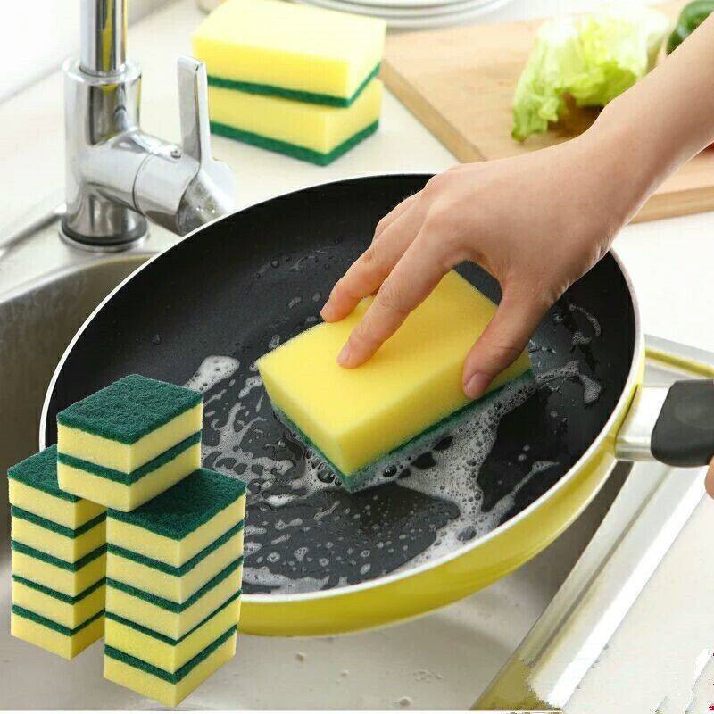 5pcs Multi-Purpose Double-Faced Sponge Scouring Pads Dish Washing