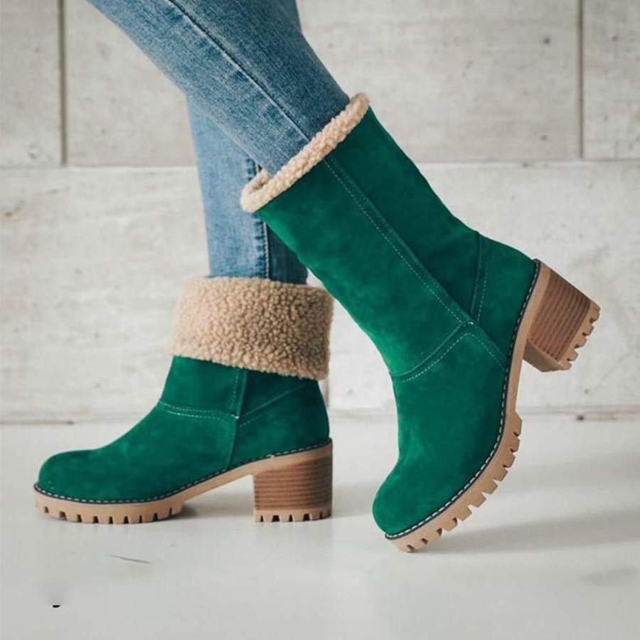 Warm Plush Lined Boots Chunky Heeled Ankle Boots Classic Comfortable Chelsea Boots | Shop The Latest Trends | Temu