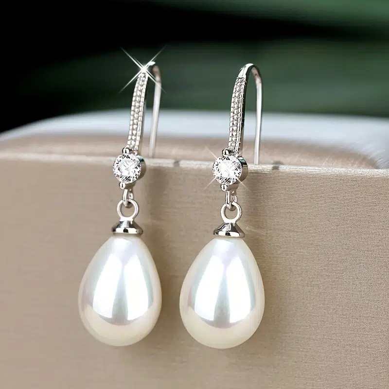 faux pearl teardrop earrings