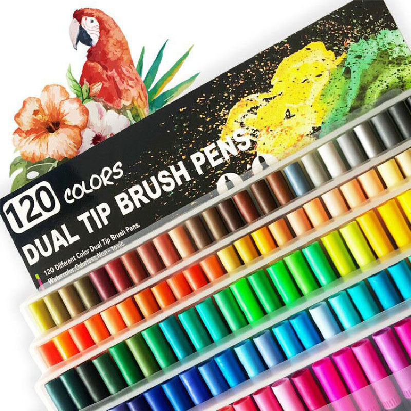 120 Colors Dual Tip Brush Pens, Fine Tip Brush Markers for Adult Color —  CHIMIYA