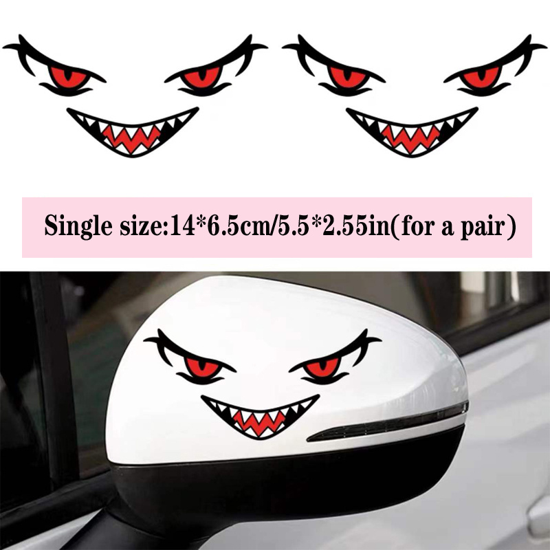 1 Paar Auto-Rückspiegel-Aufkleber, Niedliche Cartoon-Happy-Face