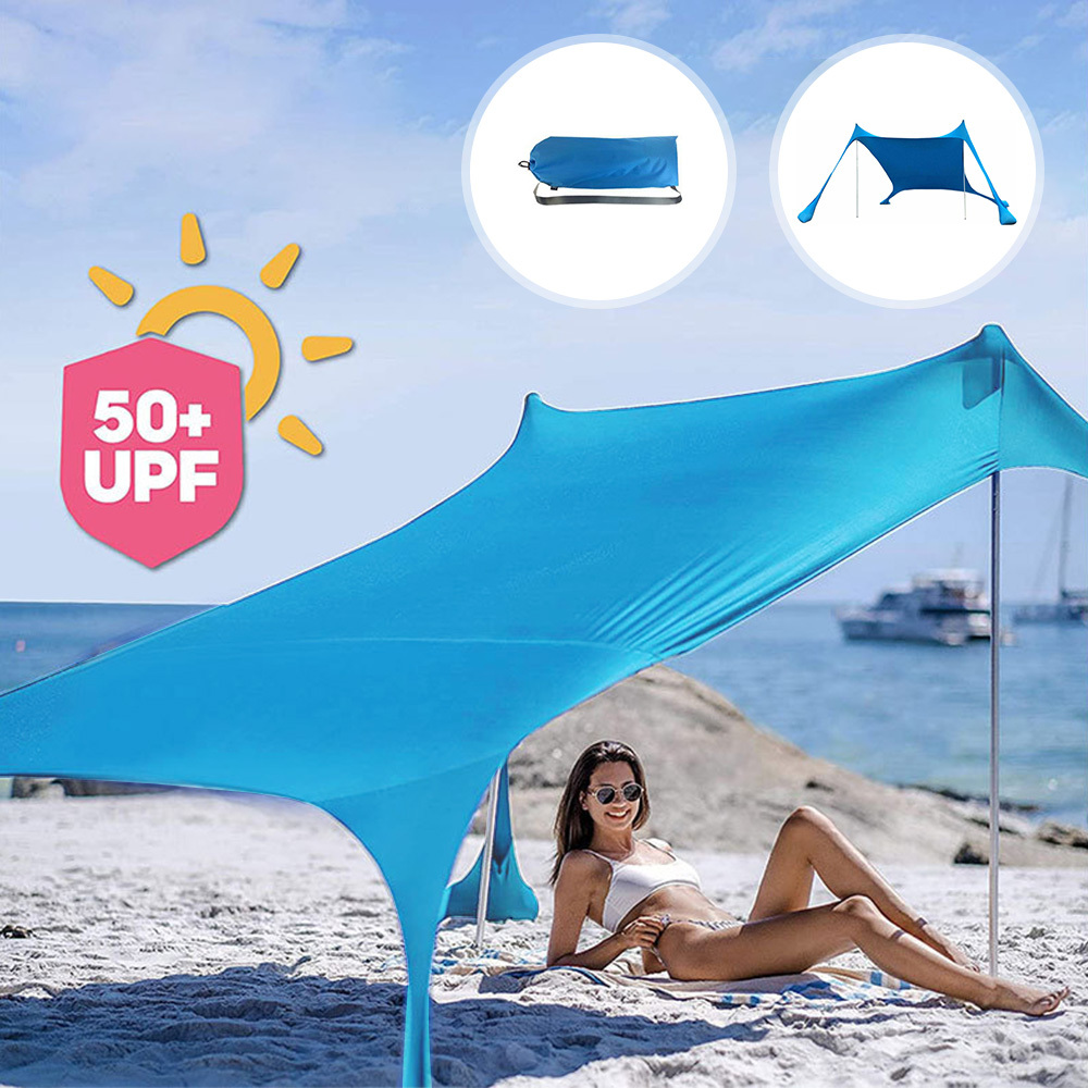 Portable Beach Canopy Tent Upf50 Sun Protection Windproof Design