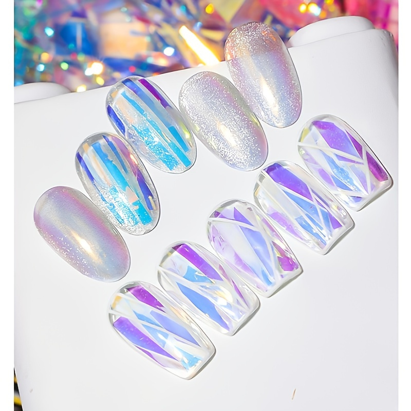 20Pcs Nail Foils Starry Sky Glass Paper Nail Stickers Random Color