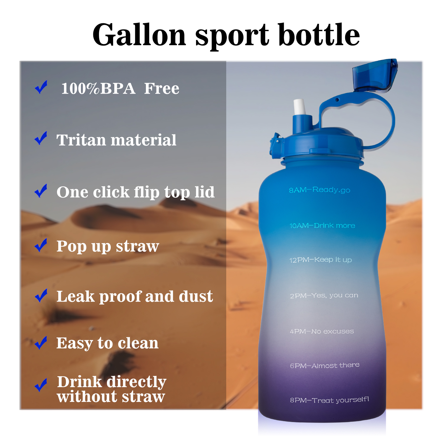  Botella de agua deportiva con pajilla, jarra de agua de gran  capacidad de 104.8 onzas, para gimnasio, fitness y deportes al aire libre  botella de agua de viaje (color : azul