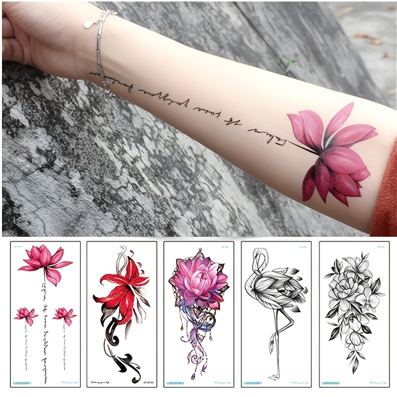 Waterproof Sweat Disposable Tattoo Sticker Flowerbow Temporary Tattoo Sticker