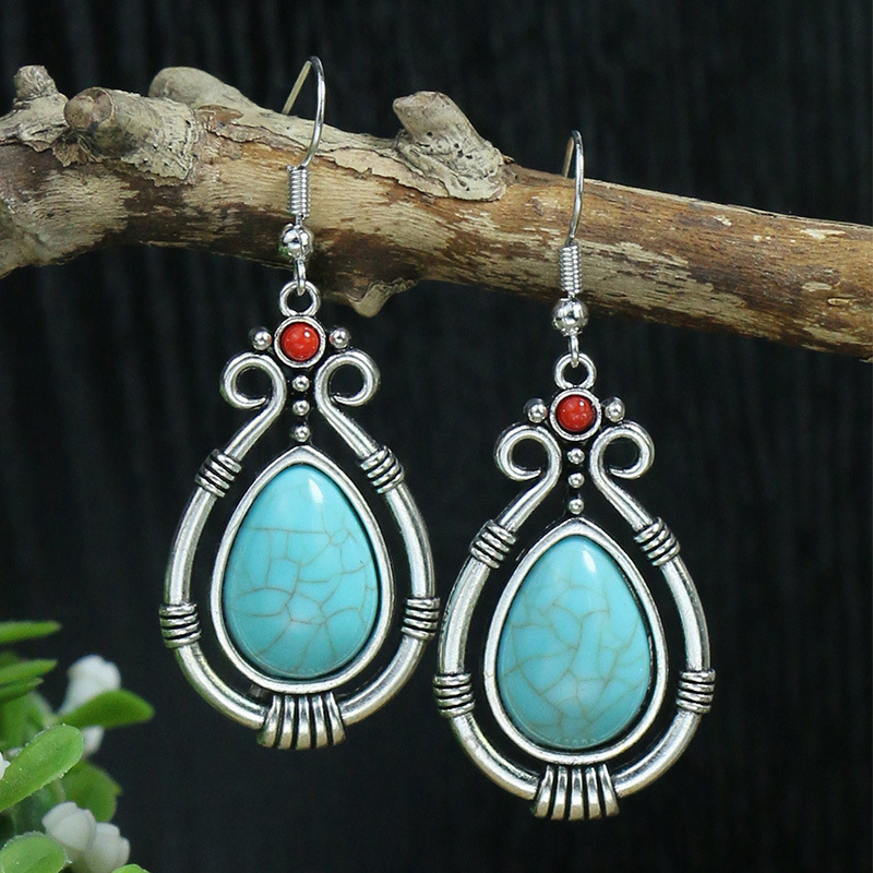 Boho Drop Vintage Drop Earrings Acrylic Turquoise Earrings - Temu