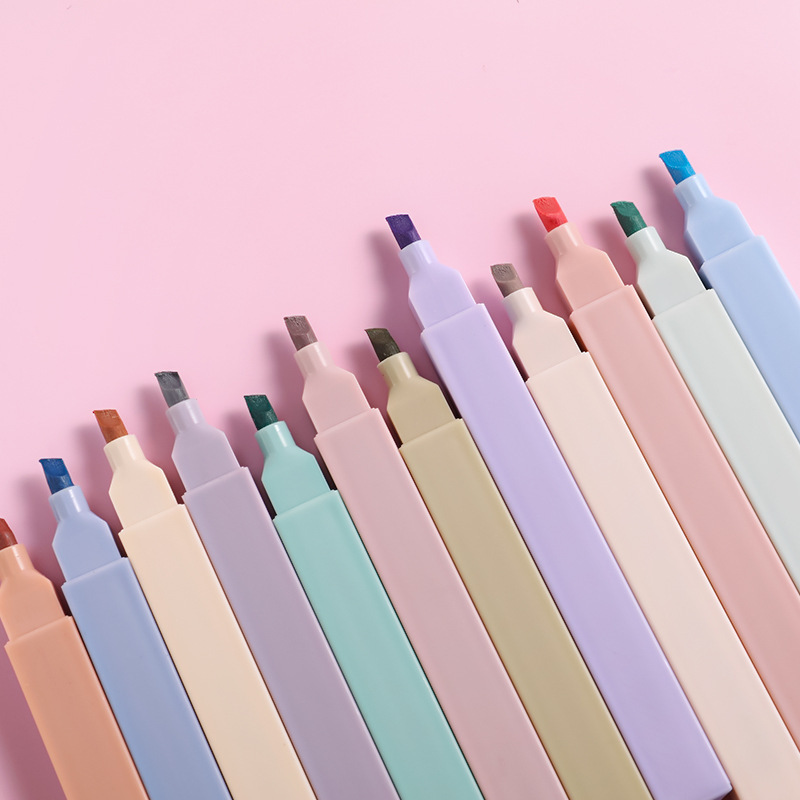 Eujgoov 6 rotuladores pastel de 6 colores estéticos bonitos resaltadores  para estudiantes, suministros de oficina escolar (cilíndrico)