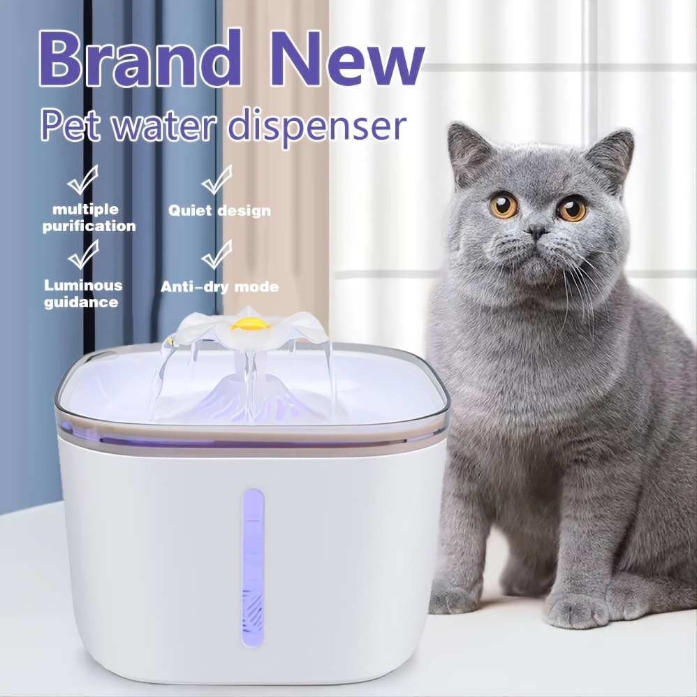 Anticold Cat Water Fountain With Light Notification And Filtered