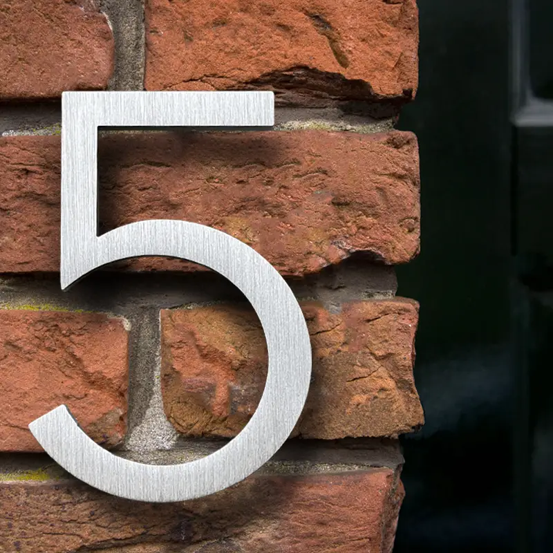 1 numéro de maison extérieur flottant, lettres de chiffres en alliage  d'aluminium argenté de 6