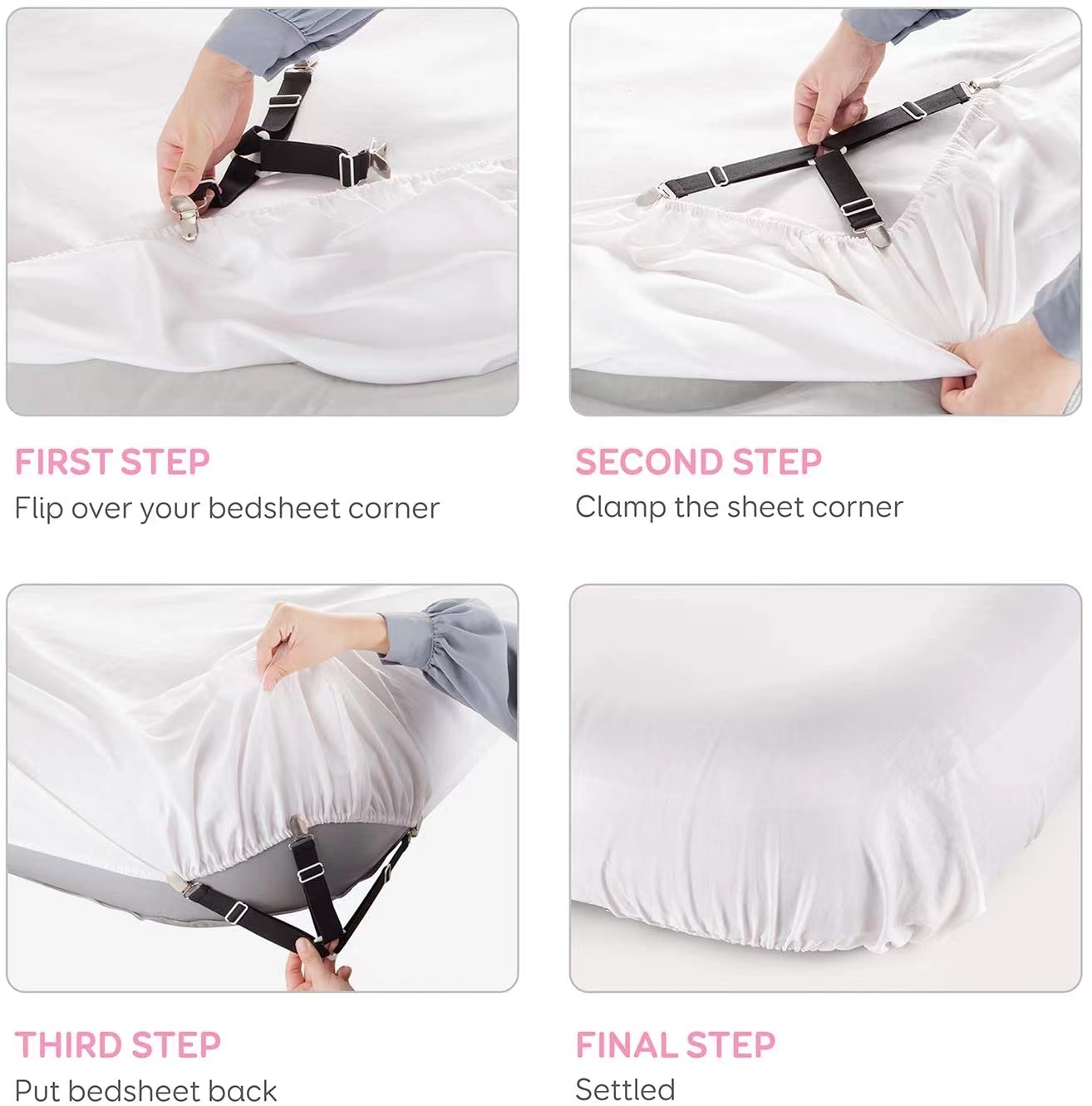 Bed Sheet Holder Straps Fitted Sheet Straps Blue White Min: - Temu
