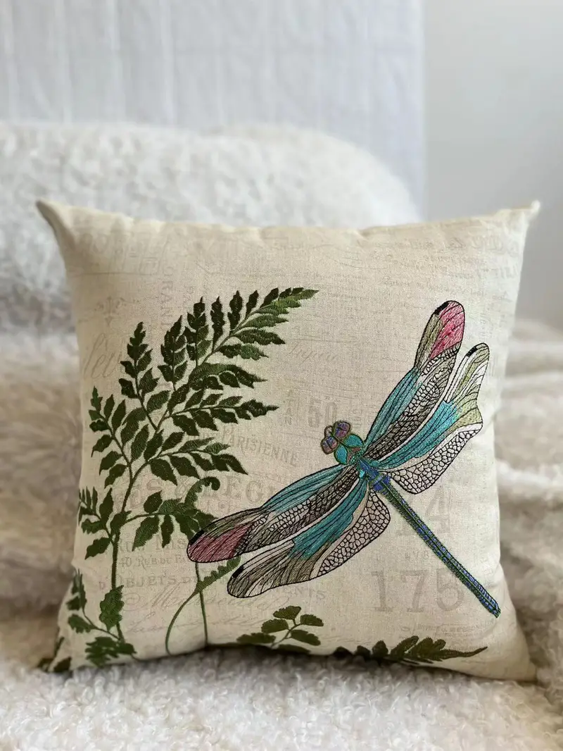 1pc Square Dragonfly Pillow Cover Decorative Throw Pillow Covers French  Country Bee Cushion Case For Sofa Bedroom Car Couch 18x18 Inches