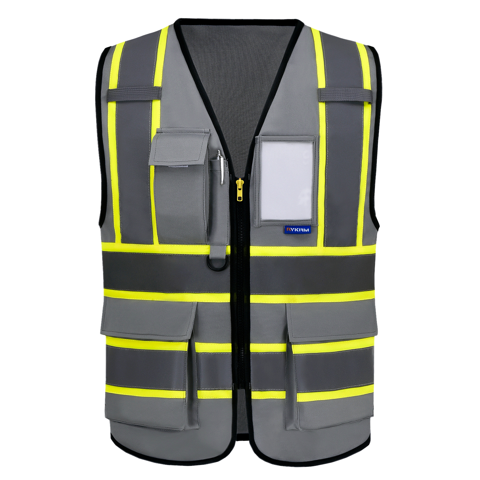 Aykrm High Visibility Safety Vest With Pockets Reflective Strips And Zipper,yellow  Orange(xs-6xl) Temu