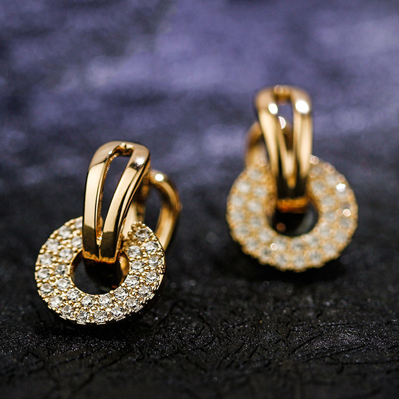 TEMU High-end Fashion Female Round Zirconia Earrings With Design Ear Accessories